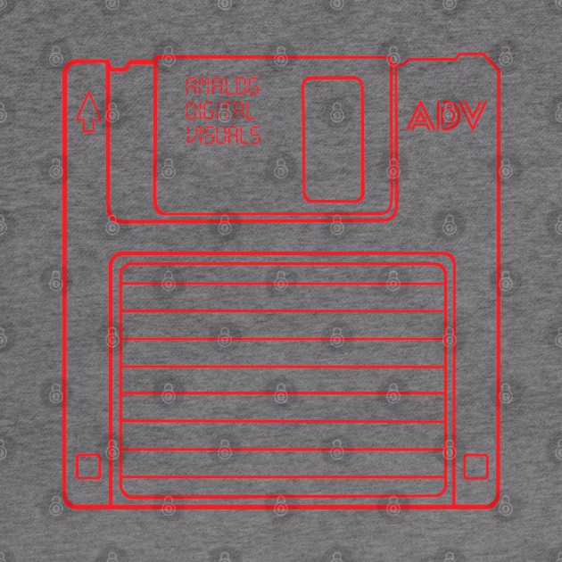 Floppy Disk (Red Lines) Analog/ Computer by Analog Digital Visuals